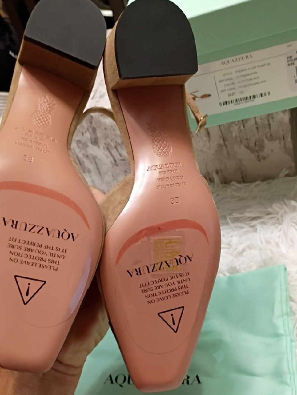 π Aquazzura π French Flirt Pump 35 Slingback Women's Sz 8 Eu 38 π $825π₯ - Picture 6 of 9
